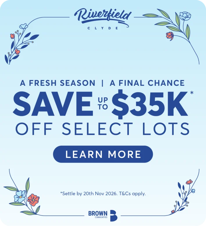 Save up to $35,000* off select lots at Riverfield!